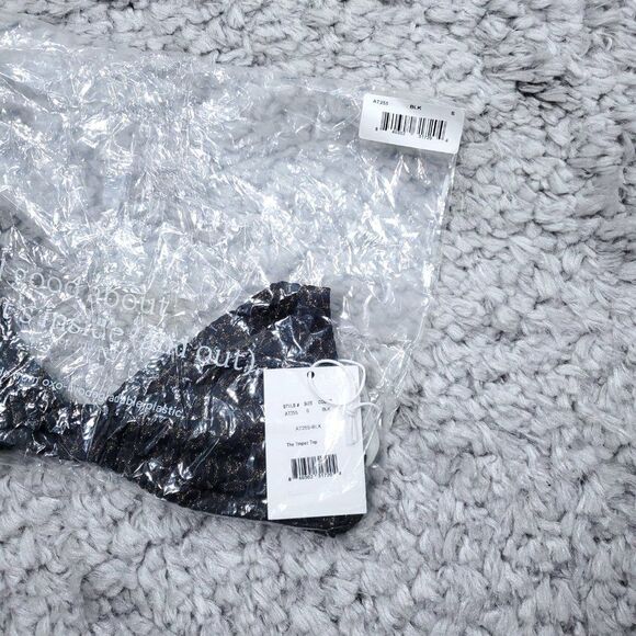 Andie Swim x Demi Moore The Tropez Triangle Bikini Top Size Small Black Gold - Picture 6 of 7